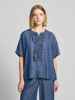 Bluzka o kroju relaxed fit z tkaniny stylizowanej na denim z falbanami milano italy
