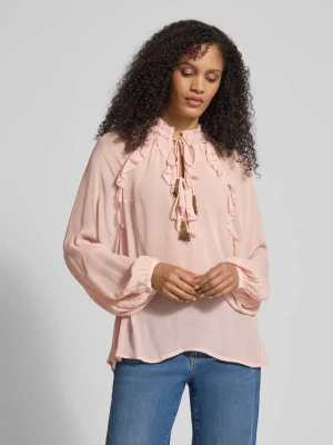 Bluzka o kroju relaxed fit z wiązaniem i falbanami Jake*s Collection