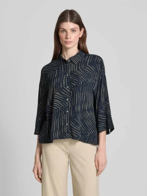 Bluzka o kroju relaxed fit z wiskozy model ‘Fiana palm leaves’ Opus