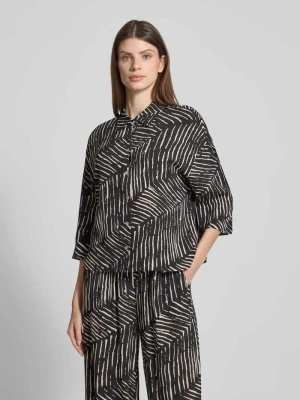 Bluzka o kroju relaxed fit z wiskozy model ‘Fiana palm leaves’ Opus