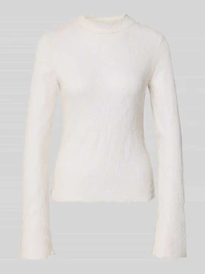 bluzka o kroju slim fit w imitacji koronki comma Złamany biały