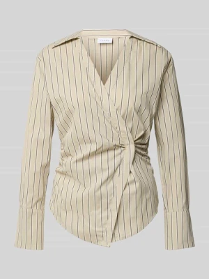 Bluzka o kroju slim fit w stylu kopertowym comma Ciemnobrązowy