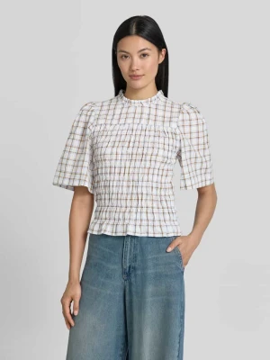 Bluzka o kroju slim fit we wzór na całej powierzchni model 'POSSINI' NEO NOIR Jasnoniebieski