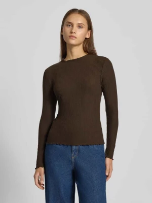 Bluzka o kroju slim fit z długim rękawem i dodatkiem wiskozy model ‘LEMMA’ Only
