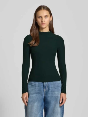 Bluzka o kroju slim fit z długim rękawem i dodatkiem wiskozy model ‘LEMMA’ Only Ciemnozielony