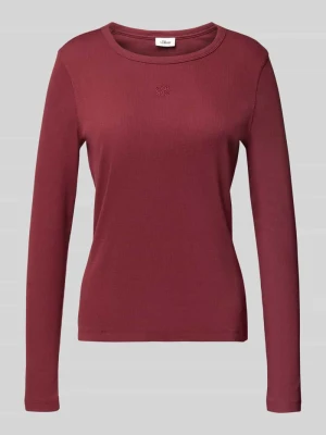 Bluzka o kroju slim fit z długim rękawem i efektem prążkowania s.Oliver RED LABEL