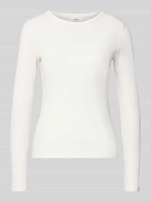 Bluzka o kroju slim fit z długim rękawem i efektem prążkowania s.Oliver RED LABEL