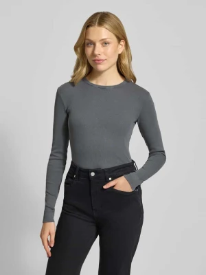 Bluzka o kroju slim fit z długim rękawem i fakturowanym wzorem Jake*s Ciemnoszary