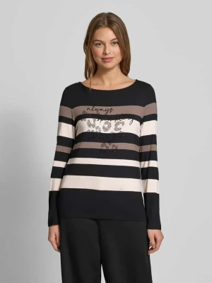 Bluzka o kroju slim fit z długim rękawem i obszyciem kamieniami stras model ‘Oktober’ Betty Barclay