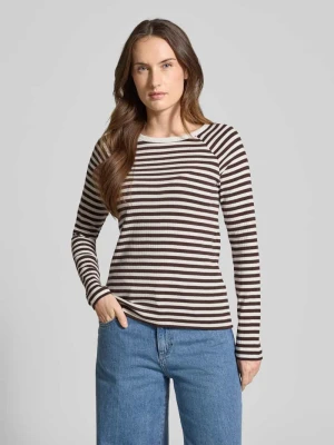 Bluzka o kroju slim fit z długim rękawem i okrągłym dekoltem model ‘Sorka’ Opus