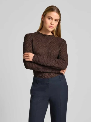 Bluzka o kroju slim fit z długim rękawem z półprzezroczystego materiału Jake*s Ciemnobrązowy