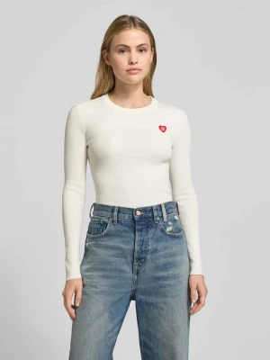 Bluzka o kroju slim fit z dzianiny z mieszanki wiskozy model ‘SHARPA’ HUGO