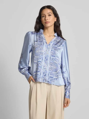 Bluzka o kroju slim fit z kołnierzem z lamówką model ‘Massima’ NEO NOIR