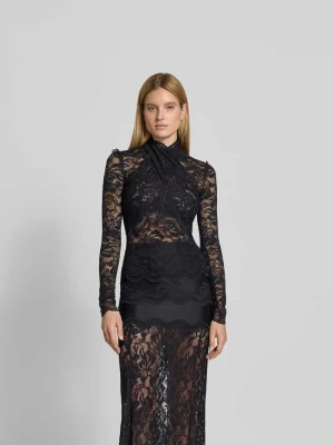 Bluzka o kroju slim fit z koronki Paco Rabanne Czarny