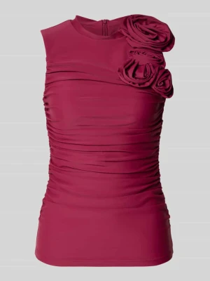 bluzka o kroju slim fit z kwiatowym obszyciem model 'Orchida' YAS