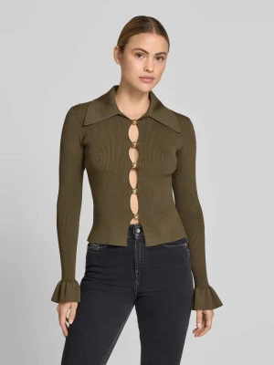 bluzka o kroju slim fit z mieszanki wiskozy Self Portrait Zielony