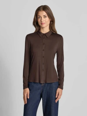 Bluzka o kroju slim fit z mieszanki wiskozy i elastanu comma Ciemnobrązowy
