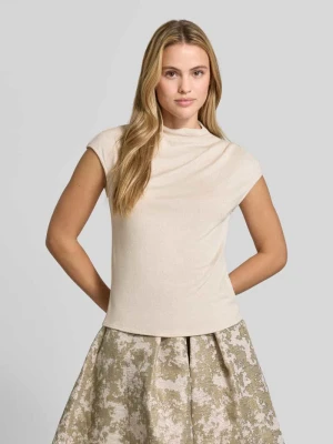 Bluzka o kroju slim fit z mieszanki wiskozy w imitacji dzianiny Swing Écru