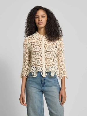 Bluzka o kroju slim fit z szydełkowej koronki Apricot