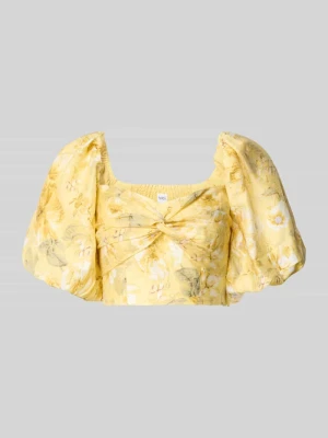 Bluzka o krótkim kroju z bufiastymi rękawami model 'LEMON' Y.A.S Żółty