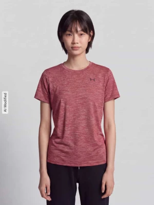 bluzka o luźnym kroju sport t-shirt z nadruk z logo Under Armour Jasnoczerwony