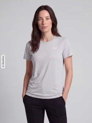 bluzka o luźnym kroju sport t-shirt z nadruk z logo Under Armour Jasnoszary