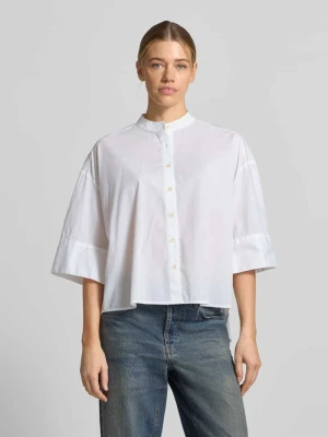 Bluzka o pudełkowym kroju ze stójką i rękawem o dł. 3/4 Emily Van den Bergh