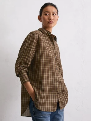 Bluzka oversize w kratę Marc O'Polo hnědá