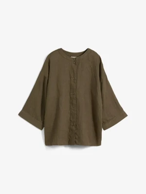 Bluzka oversize z czystego lnu BonPrix zielony