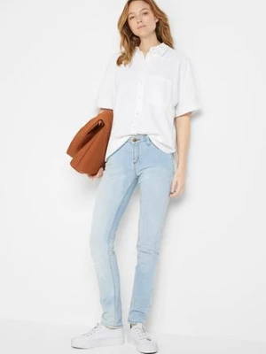 Bluzka oversize z krótkim rękawem, z materiału z domieszką lnu bonprix