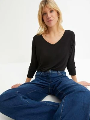 Zdjęcie produktu Bluzka oversize z lejącej wiskozy BonPrix czarny