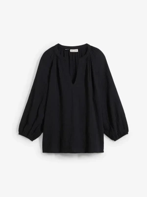 Bluzka oversize z przewiewnego muślinu z czystej bawełny BonPrix czarny