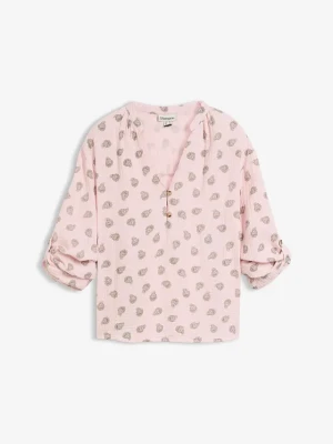 Bluzka oversize z przewiewnego muślinu z czystej bawełny BonPrix różowy