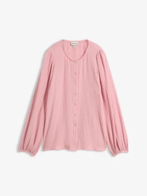 Bluzka oversize z przewiewnego muślinu z czystej bawełny BonPrix różowy
