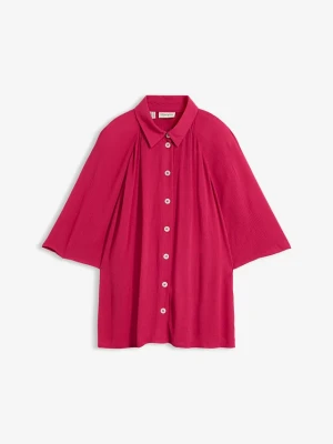 Bluzka oversize ze strukturalnej wiskozy BonPrix różowy