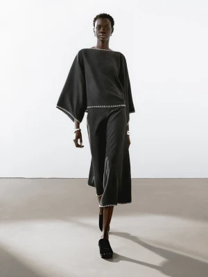 Bluzka-Peleryna Z Nietoperzowym Rękawem - Czarny - - Massimo Dutti - Kobieta
