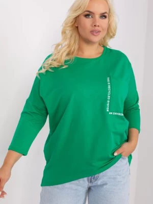 Bluzka plus size z bawełny zielony RELEVANCE