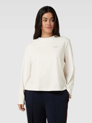 Bluzka PLUS SIZE z długim rękawem i nadrukiem z logo Tommy Hilfiger Curve