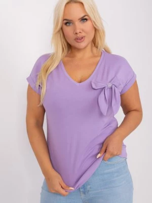 Bluzka plus size z kokardą fioletowy RELEVANCE