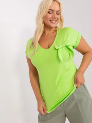 Bluzka plus size z kokardą jasny zielony RELEVANCE