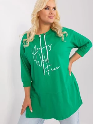 Bluzka plus size z printem zielony RELEVANCE