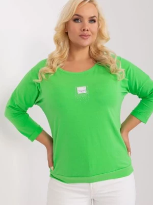 Bluzka plus size z rękawem 3/4 jasny zielony RELEVANCE
