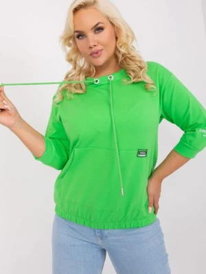 Bluzka plus size ze ściągaczem jasny zielony RELEVANCE