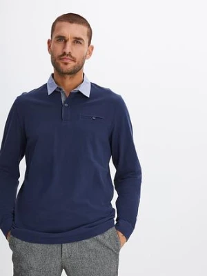 Bluzka polo z bawełnianej piki, długi rękaw bonprix