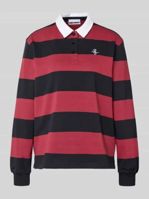 Bluzka polo z długim rękawem z Paski i kontrastową listwą guzikową Review