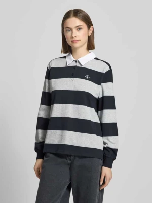 Bluzka polo z długim rękawem z Paski i kontrastową listwą guzikową Review