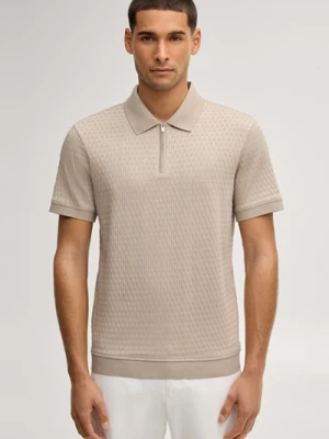 Bluzka polo z zamkiem błyskawicznym Franciscojose w kolorze beżowym, strukturalna Joop