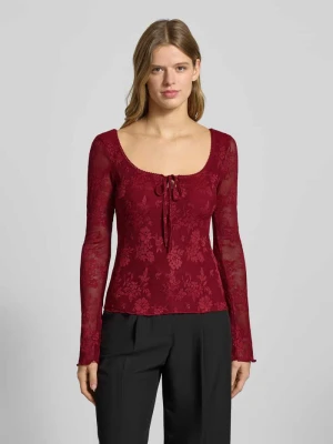 Bluzka półprzezroczysta z długim rękawem i wiązaniem Gina Tricot