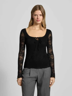 Bluzka półprzezroczysta z długim rękawem i wiązaniem Gina Tricot