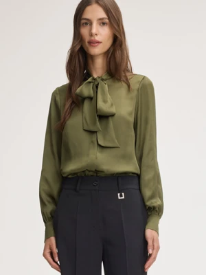 Bluzka satynowa w kolorze oliwkowym Joop
